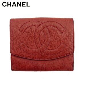 CHANEL Bifold Wallet Red Women Authentic secondhand
